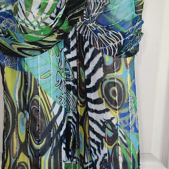 Vintage Cache Womens Dress Size SM Strapless Tropical Artsy Abstract Sequins - Picture 6 of 14